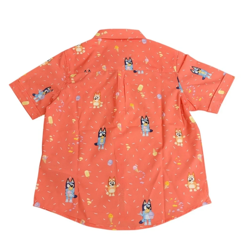 RSVLTS Bluey Shirt 5 Years Button‎ Up Orange Dont Let It Melt Ice Cream New